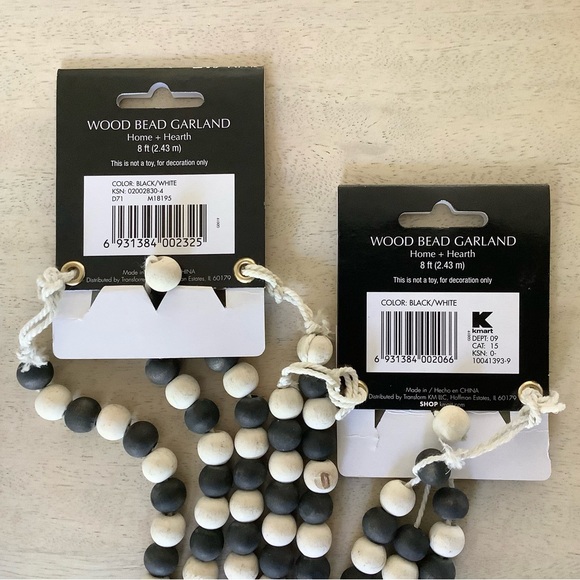 Black & Cream Wood Bead Garland - Picture 4 of 4